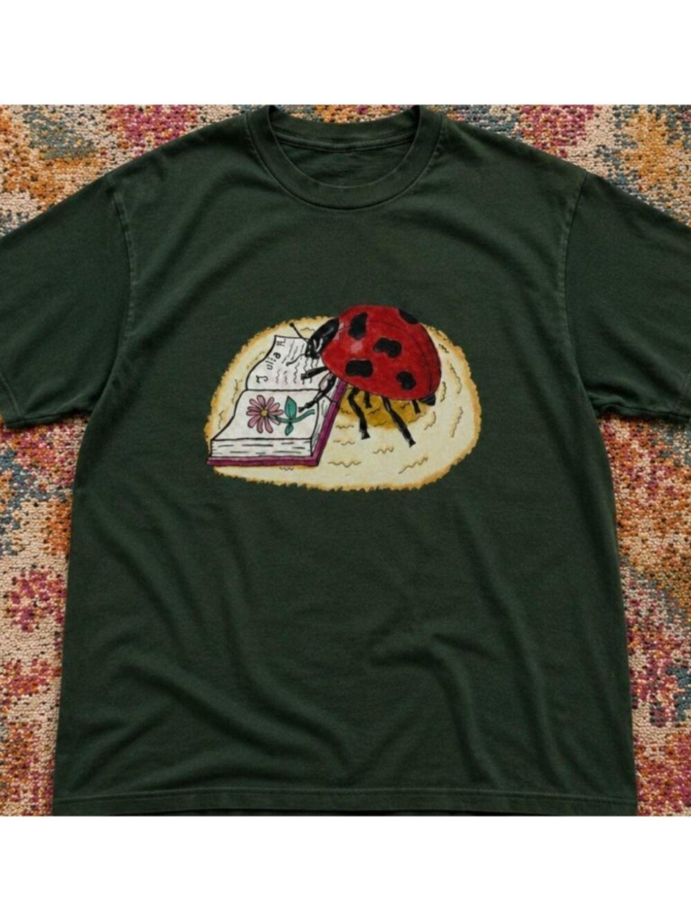 Green Ladybug Graphic T Shirt green graphic